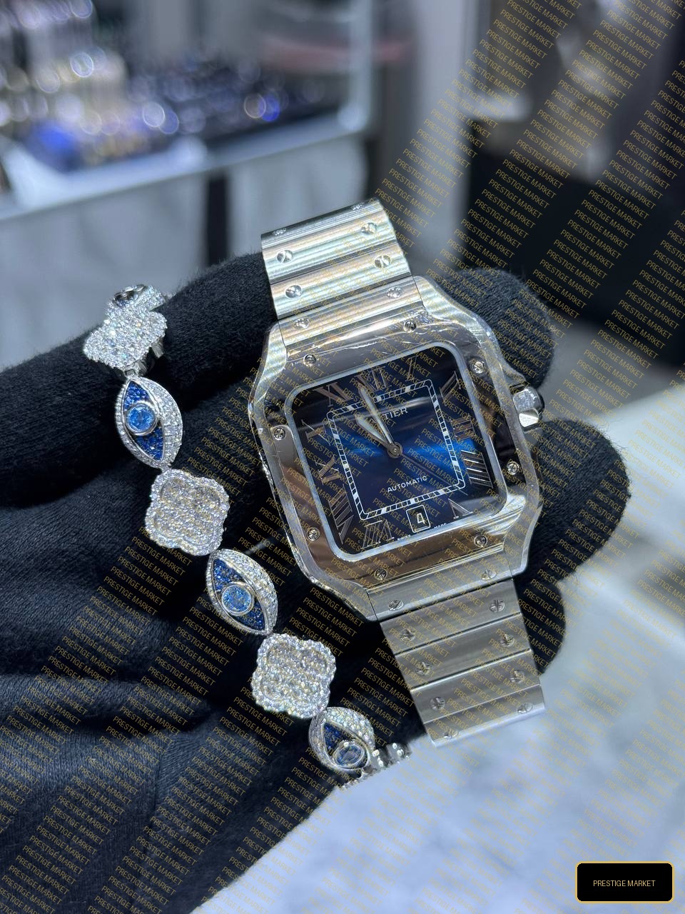 Cartier Santos Blue + Bracelet